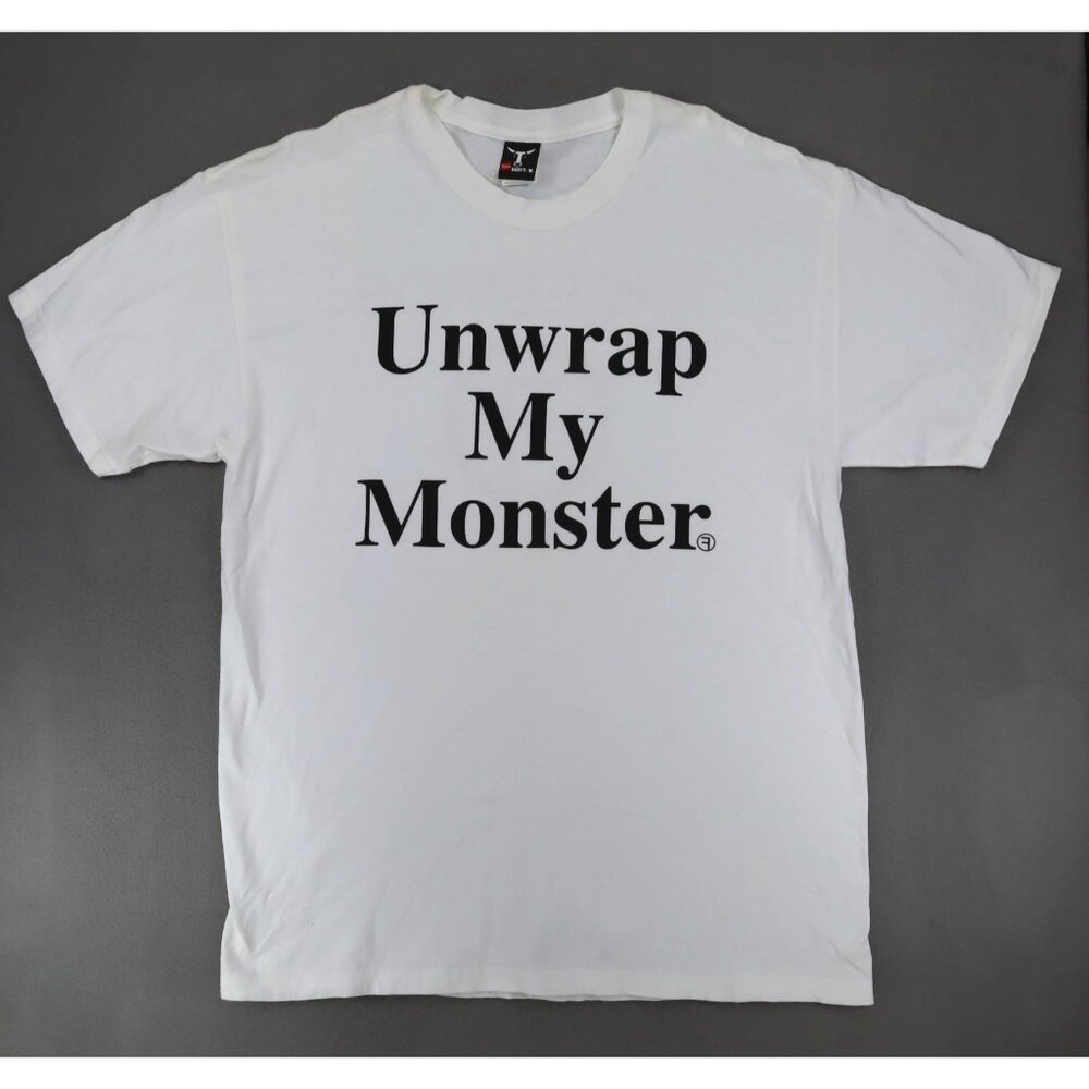 Vintage Freebirds Unwrap My Monster T-shirt Size L Burrito White Y2K Humor TX